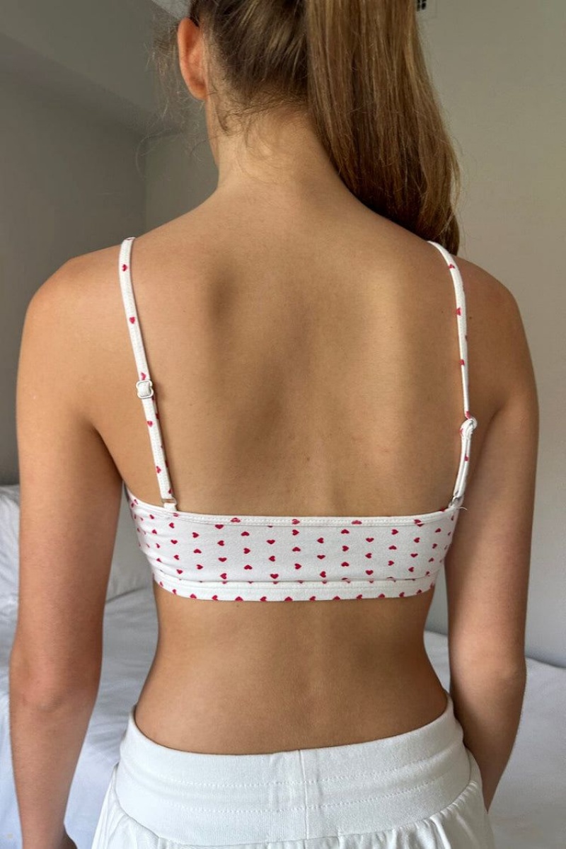 Soutien Gorge Brandy Melville Laney Hearts Blanche Rouge | ELL-47297566